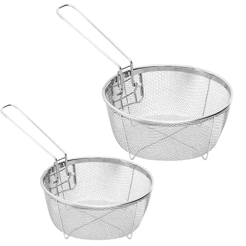 

Stainless Steel Fry Baskets With Detachable Handle Foldable Frying Basket Strainer For French Fries Fried Fish Chicken Chops