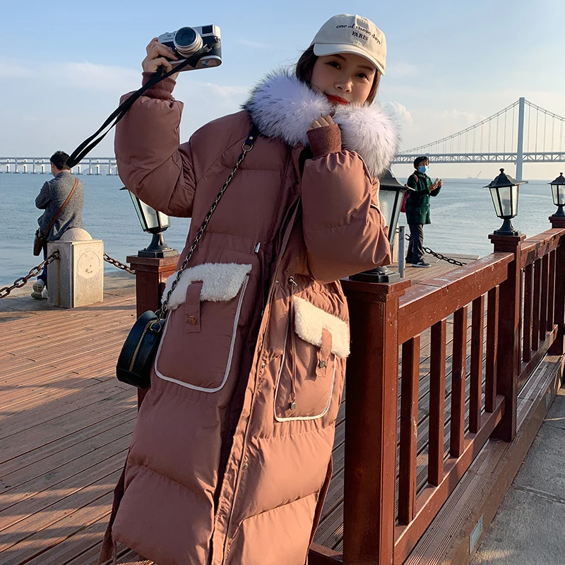 Women's Fashion Mid-length Section Over The Knee Winter 2023 New Ins Korean Version of Loose Sen Thick Warm Cotton Coat Jacket