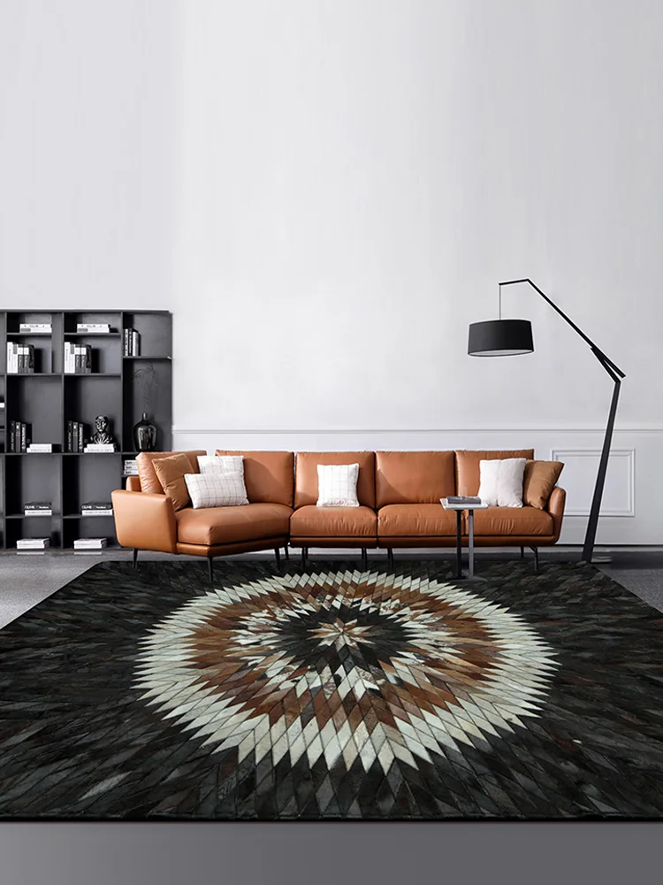 

Nordic American Luxury Carpet For Living Room Black Gradient Coffee Table Rug Bedroom Shaped Bedside Bathroom Non-Slip Floor Mat