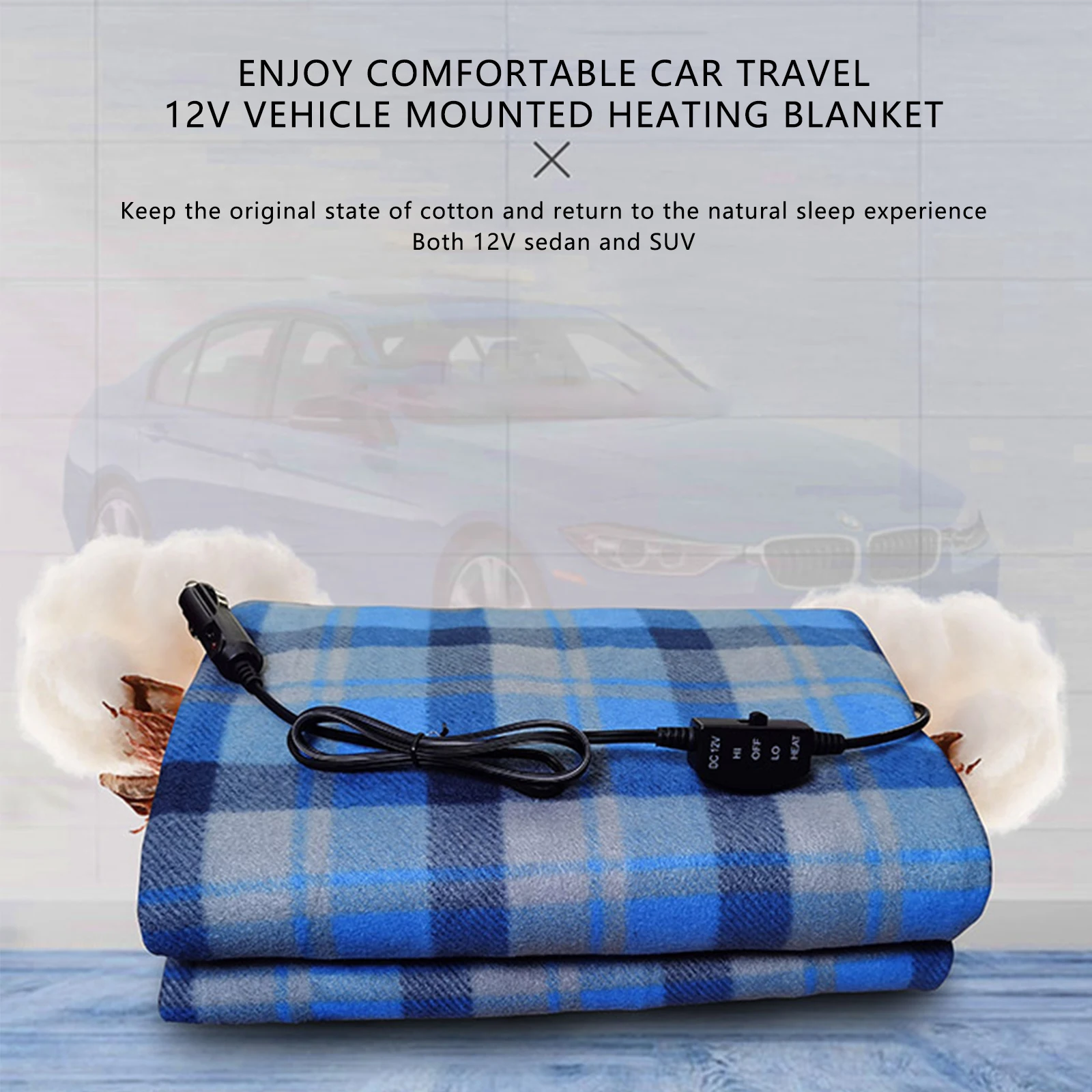 Клетчатое одеяло с электрическим подогревом коврик для 12 В автомобиля