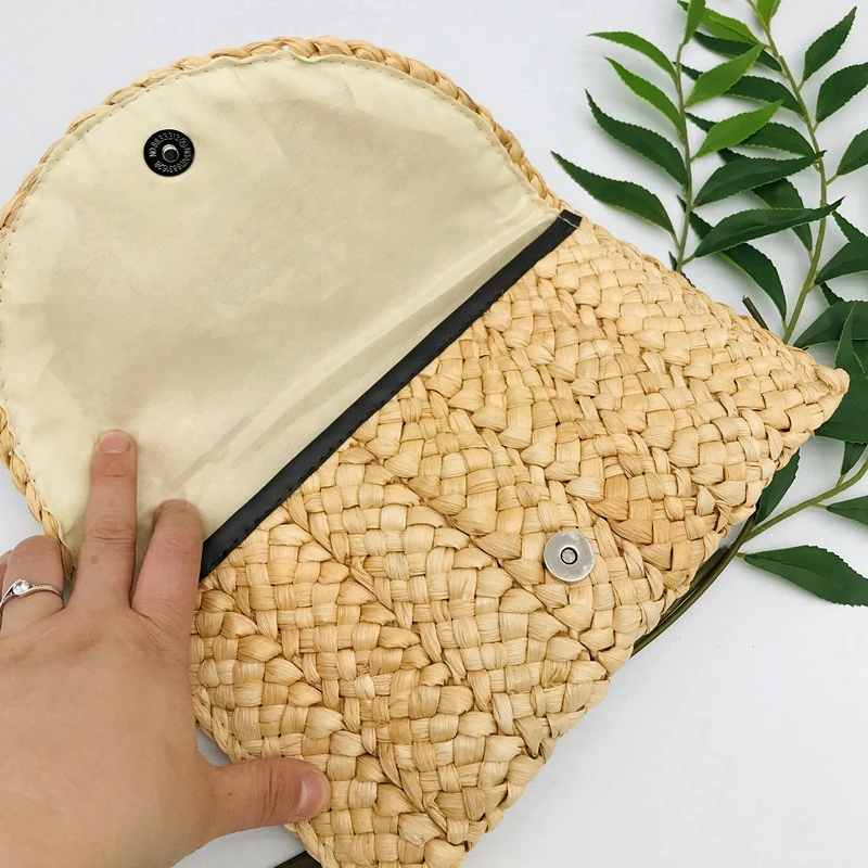 Fashion Handmade Women's Straw Bag Ladies Beach Vacation Clutches Envelope Wallet portable woven Handheld small square bag
