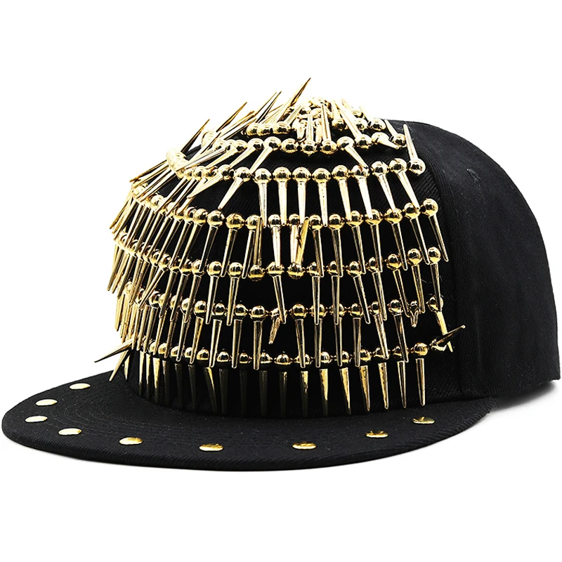 Adult Hip Hop PUNK Rock Full Spike Studs Rivets Snapback Women Caps Men boy Cool Flat Peaked Baseball Hats |