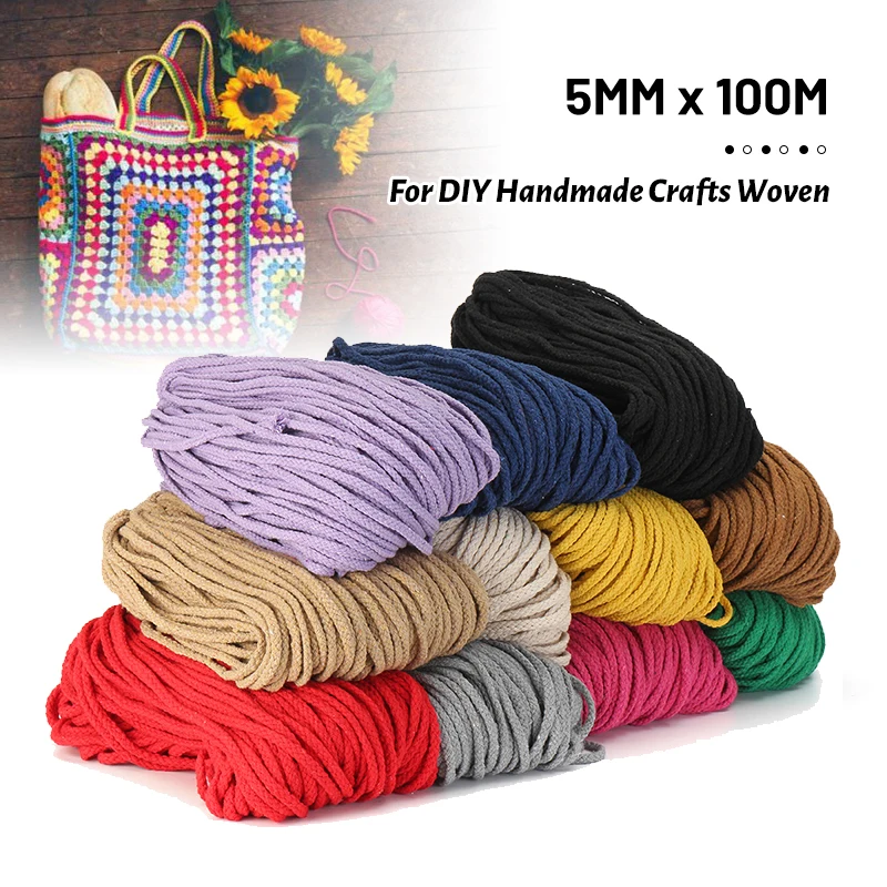 

11 Color 100M 5mm Cotton Twisted Rope Macrame Cord Thread DIY Handmade Craft Woven String Braided Wire Home Wedding Decor