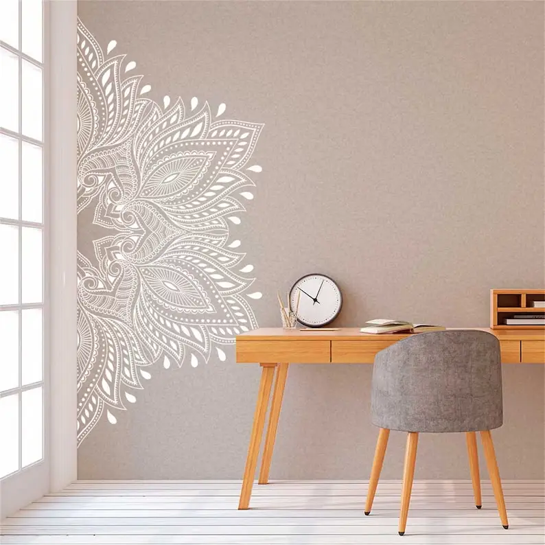 

Mandala Wall Stickers,Mandala in Half Wall Sticker, Meditation,Yoga Decor,Mandala Painting,Studio Decor,Wall Sticker
