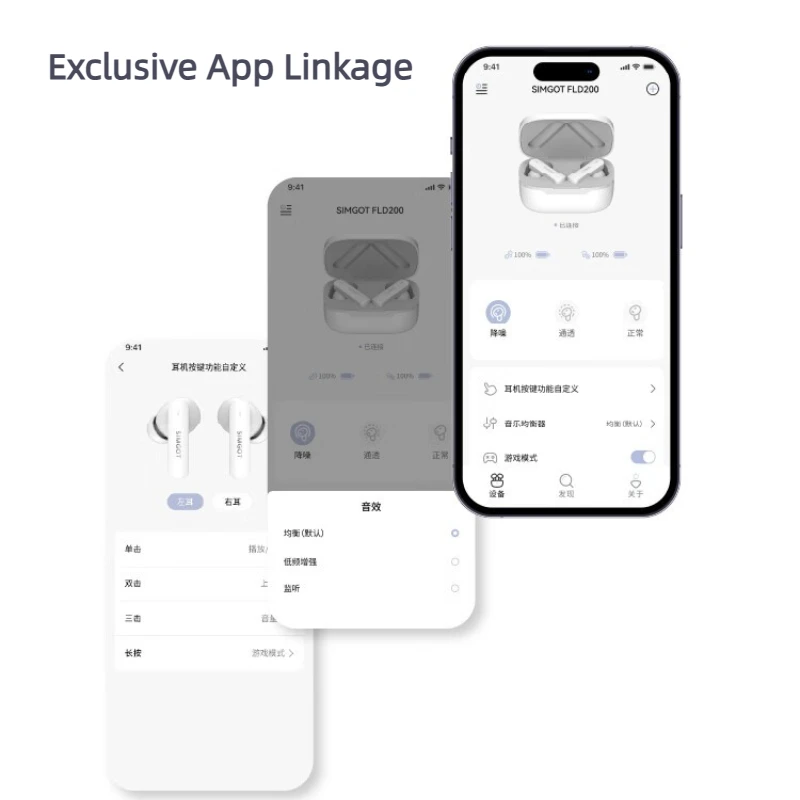 Наушники SIMGOT FLD200, беспроводные Bluetooth 5.4, наушники с активным шумоподавлением, TWS, HiFi, высококачественная гарнитура (art.: 3920db160cb1e) - 3920db160cb1e