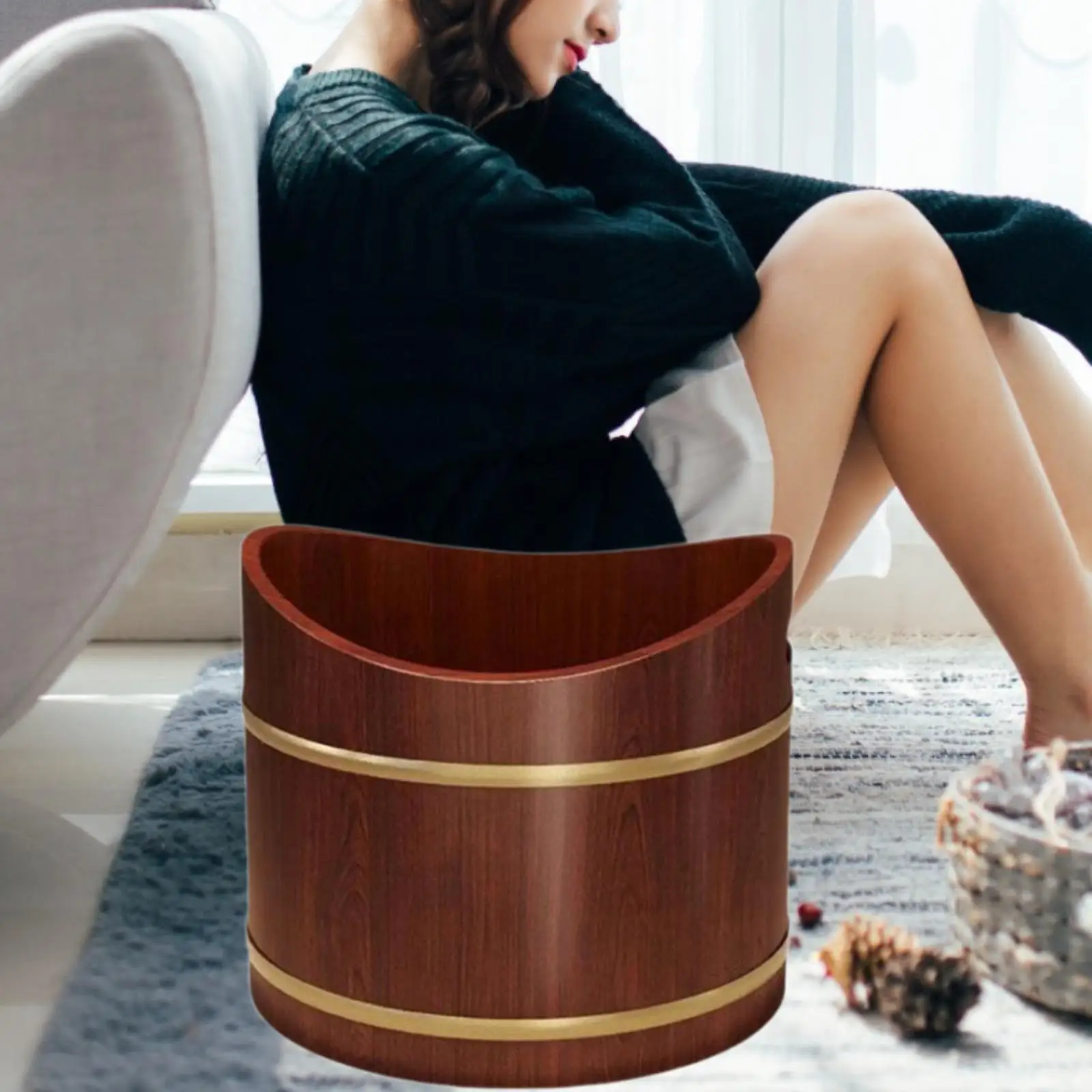 Деревянный умывальник для ног SPA Универсальный комфорт с ручками Портативный