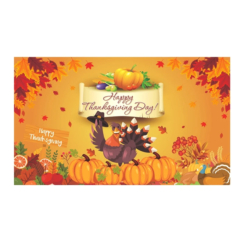 

Happy Thanksgiving Day Hanging Fall Harvest Poster Background Banner 70.8Inx43.3In For Thanksgiving Day Party Decoration