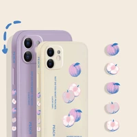 ins peach phone case for iphone fashion side painted cartoon tpu purple white for iphone 13 12 11 x 7 8 couple gift phone case