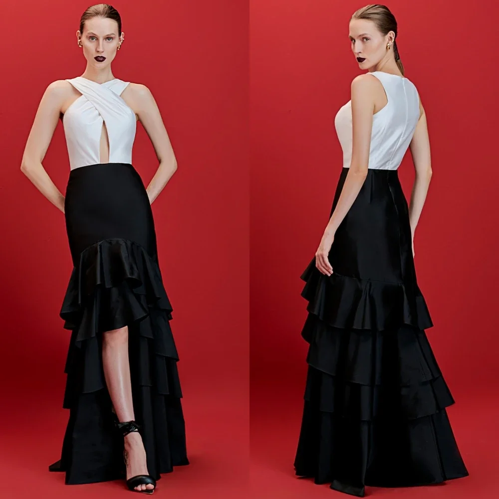 Индивидуальные модные плиссированные рюши длинные платья трапециевидной формы