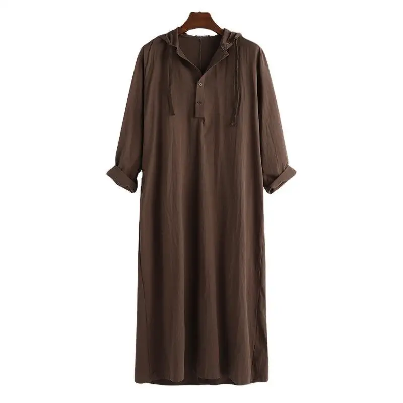 

New Middle East Arabic Simple Men's long -sleeved shirt Muslim robe
