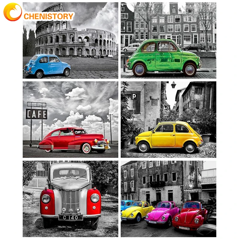 

CHENISTORY Diamond Painting Scenery Painting 5D DIY Full Round Car Landscape Mosaic Picture Embroidery Home Wall Art Decor Gift