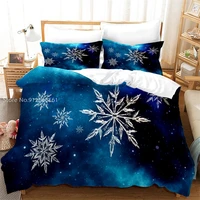 3d art snowflake print bedding set 3 piece cover set microfiber fabric blue series duvet cover bedding soft bed quilt cover