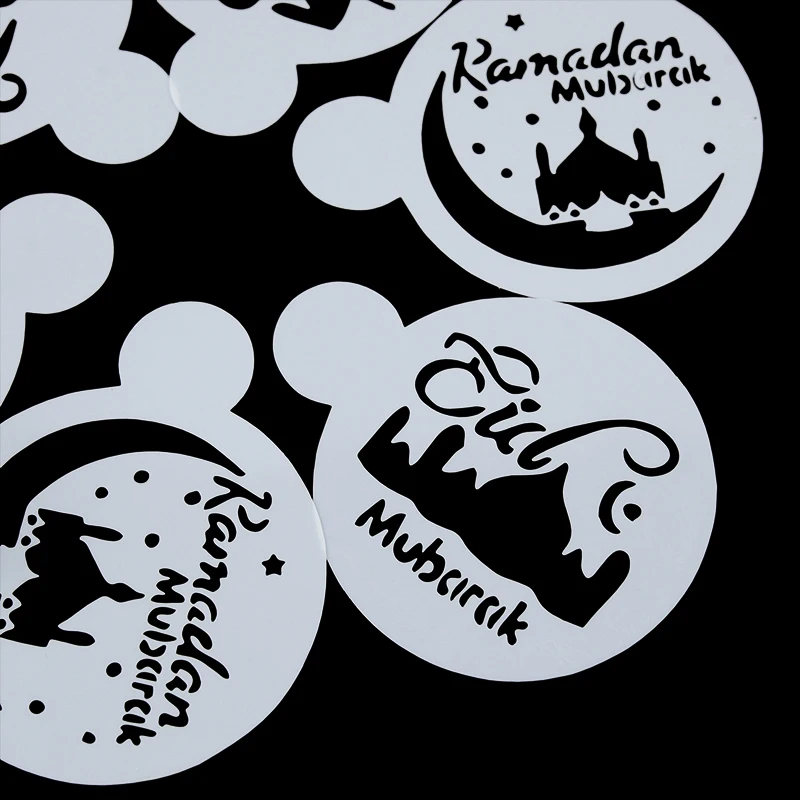 3pcs Eid Ramadan Coffee Drawing Spray Stencils Mold Home Kitchen Cake Decorating Tools Mubarak Festival Party Supplies images - 6