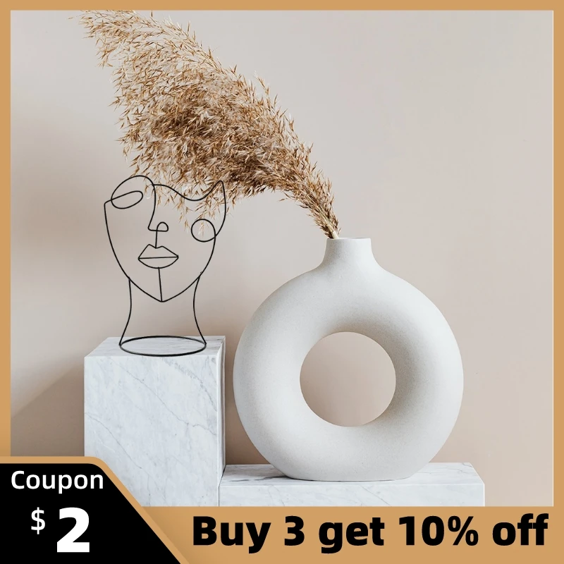 

Home Decor Figure Face Abstract Sculptures Metal Art Black Lines Handmade Ornaments Nordic Modern Living Room Decoration Gifts