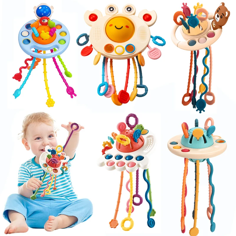Pull String Sensory Toys Baby 6 12 Months Silicone Develop T