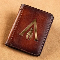 high quality genuine leather wallet assassin knight printing card holder male short purses bk486