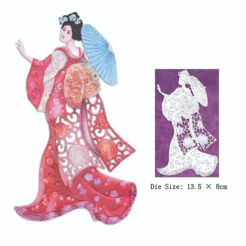 Japanese geisha asian female character metal cutting layering die scrapbooking die photo album decoration diy card craft 2022 ne