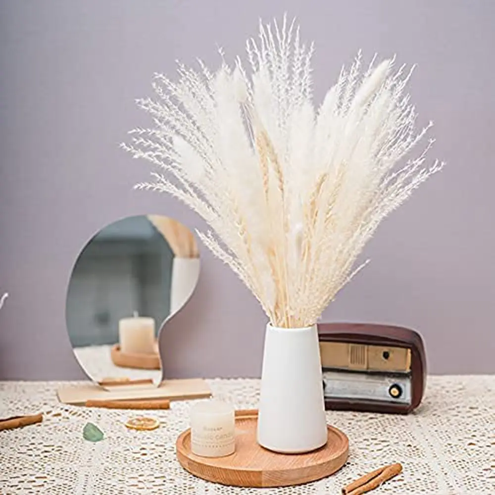 

70 Stems White Pampas Grass Set Boho Wedding Dried Flower Bouquets Fluffy Natural Pampas iving Room Coffee Table Decoration