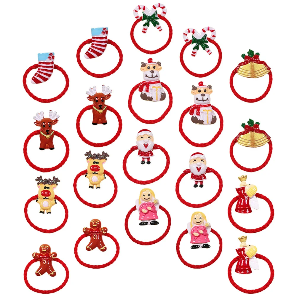 

20pcs Christmas Hair Rings Hair Ties Elastic Hair Bands Ponytail Holders for Women