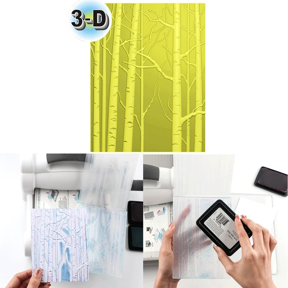 Birch Forest Pattern 3D Embossing Folder and Matching Dies for Adding Textured Detail To Paper Crafting Card Making Supplies