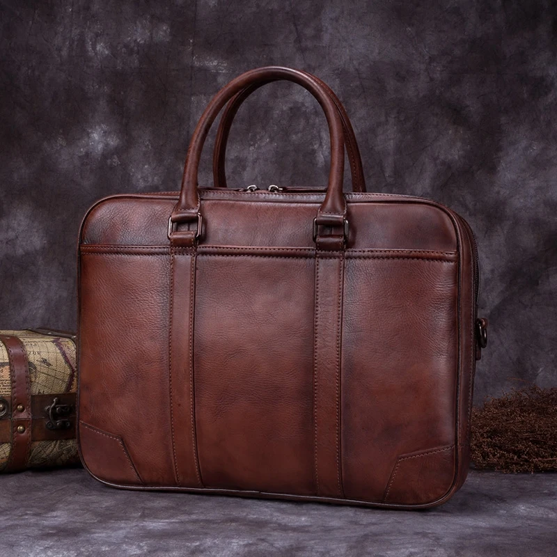 Men's Bag Genuine Leather Men Briefcase for Laptop 14 Messenger Men's Leather Bag Business Portfolio for Document A4