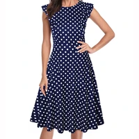 womens vintage ruffle floral flared a line swing casual cocktail party dresses with pockets summer dress