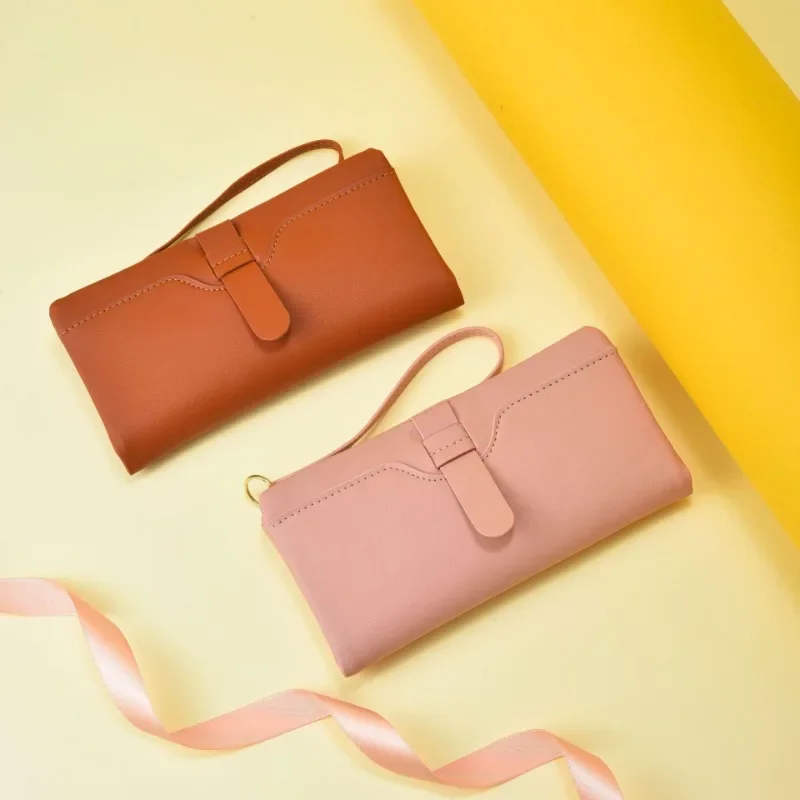 Женский Длинный кошелек из искусственной кожи Модный Универсальный однотонный