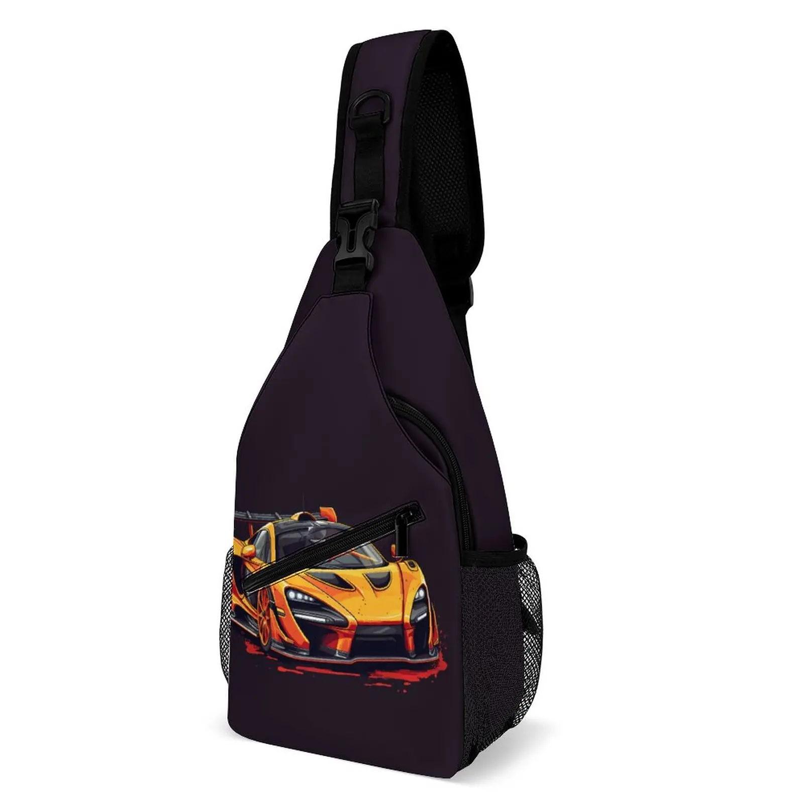 

Fantastic Sports Car Chest Bags Vintage Vibrant Tones Print Shoulder Bag Modern Business Crossbody Bag Motorcycle Sling Bags