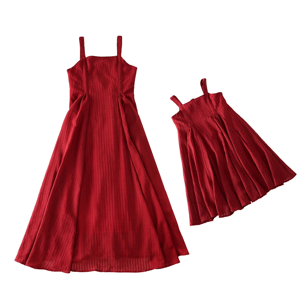 

High Quality Mother Kids Sexy Strapless Backless Dress 2022 Summer Family Matching Dress Baby Girl Clothes Casual Slim Vestidos
