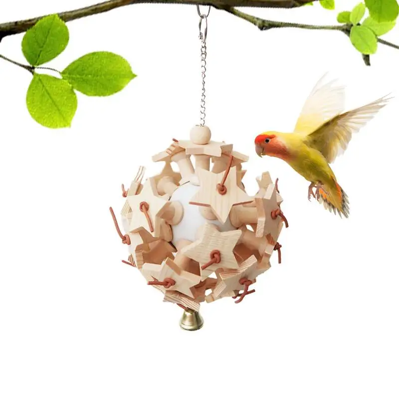 

Parrot Foraging Feeder Toys Wood Chewing Bird Toys Wear Resistant Wooden Block Foraging Accessories For Cockatiels Finches