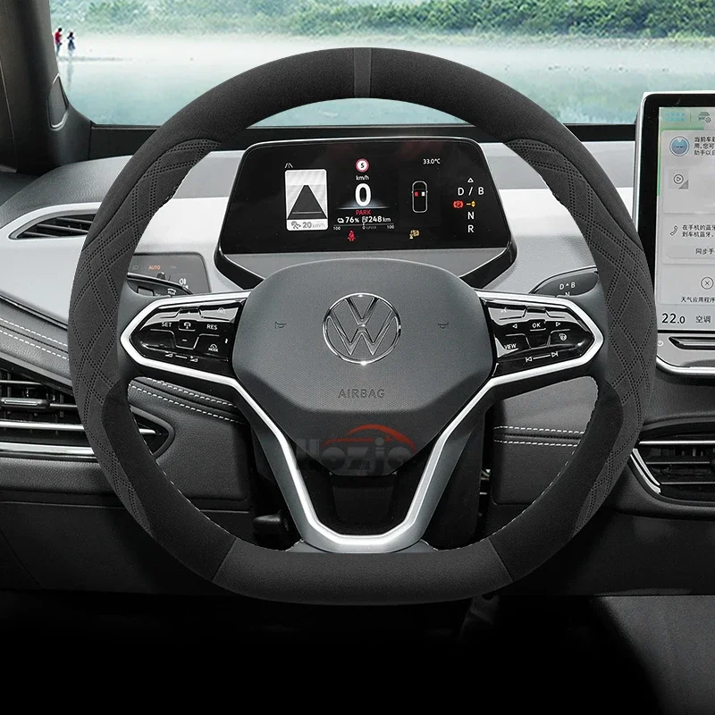 

Замшевый чехол на руль автомобиля для Volkswagen T-ROC R Taigo Touareg R Atlas R Taos T-Cross 2018-2023 2024 2025 Аксессуары
