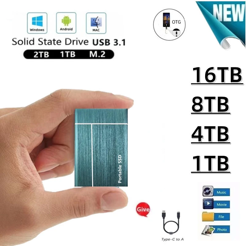 

New Solid State Drive Type-c/USB3.1 High-speed Mobile Hard Drive 500GB-16TB Expansion Upgrade Explosion Model Four-color Choice