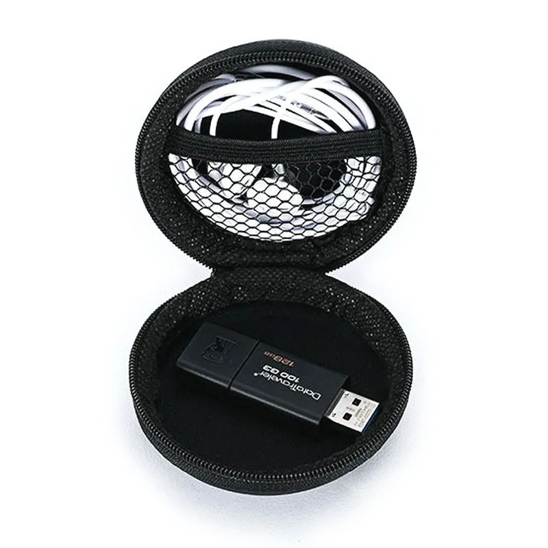 

Three Packs Bluetooth Storage Bag Headset Storage Box Data Cable Storage Box Round Headset Package
