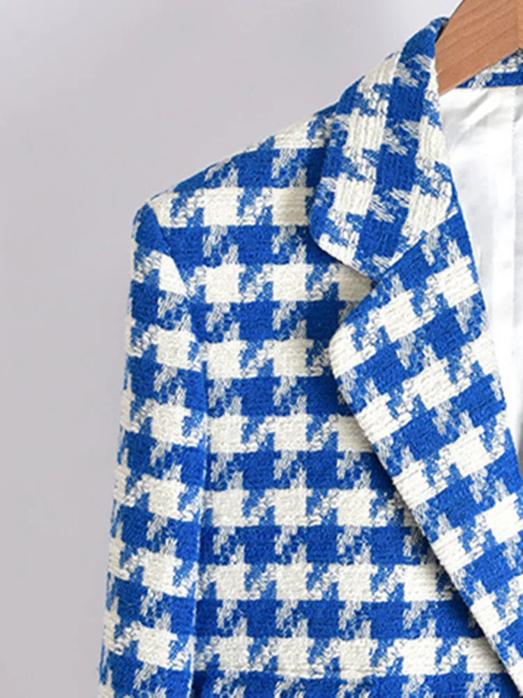 Женский твидовый блейзер из твида однобортный свободный пиджак с длинным