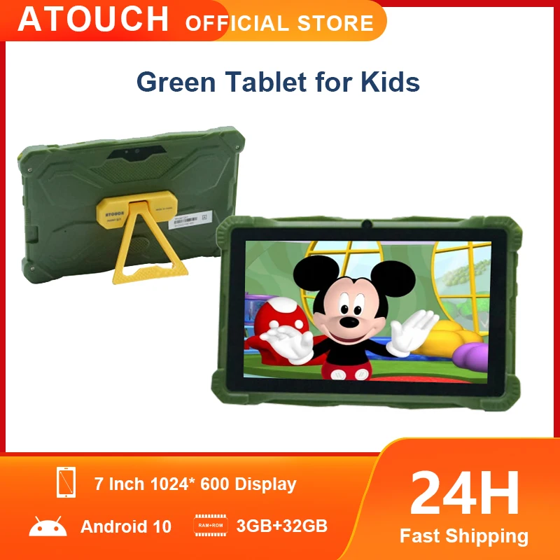 ATOUCH Q21 7" Kids Tablet Android 10 Wifi 3GB 32GB Google Play Christmas Gift iPad Study with Holder