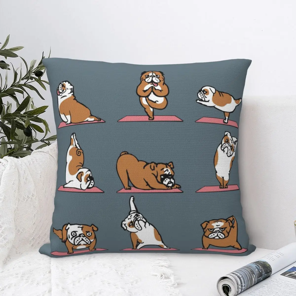 

English Bulldog Yoga Pillowcase Pillow Case Cushion Cover Home Sofa Car Decorative Throw Pillow Pillowcases Square Anime