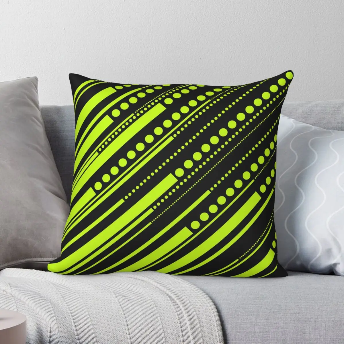 

Dashes Dots Lime Green Pillowcase Polyester Linen Velvet Pattern Zip Decor Pillow Case Bed Cushion Case 18"