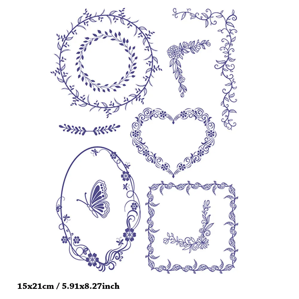 

Branch Heart Square Border Frame Clear Silicone Stamps Seal for Scrapbooking Photo Album Sheets Blade DIY Mould Mold Decoration