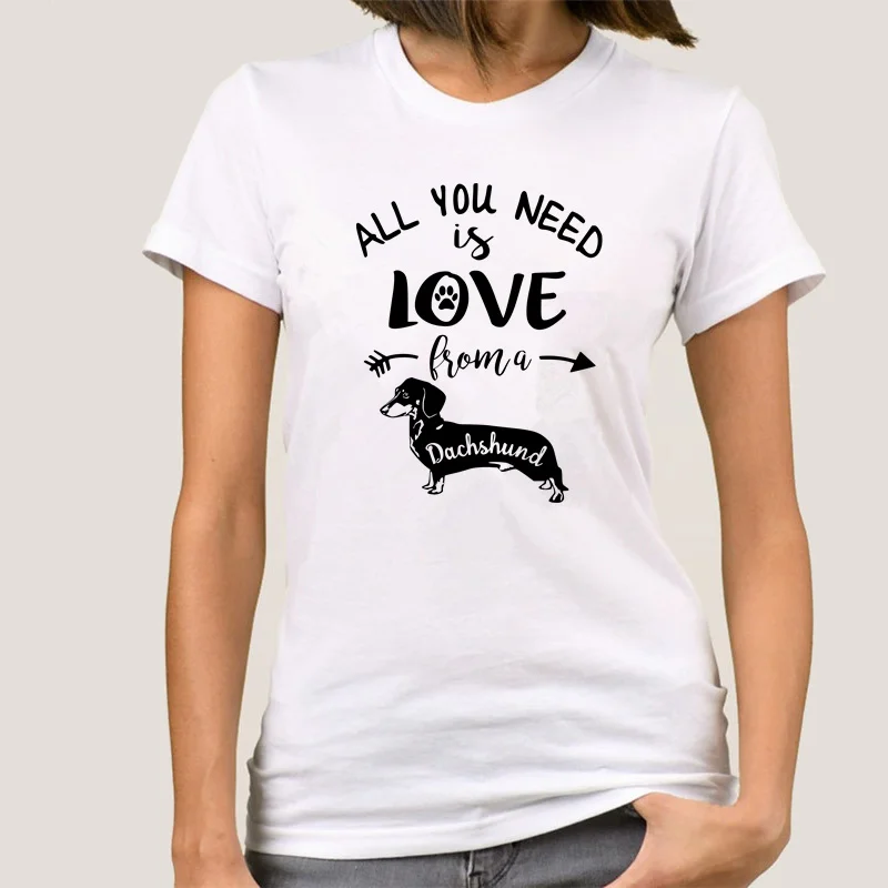 Футболка женская с надписью такса и коротким рукавом |