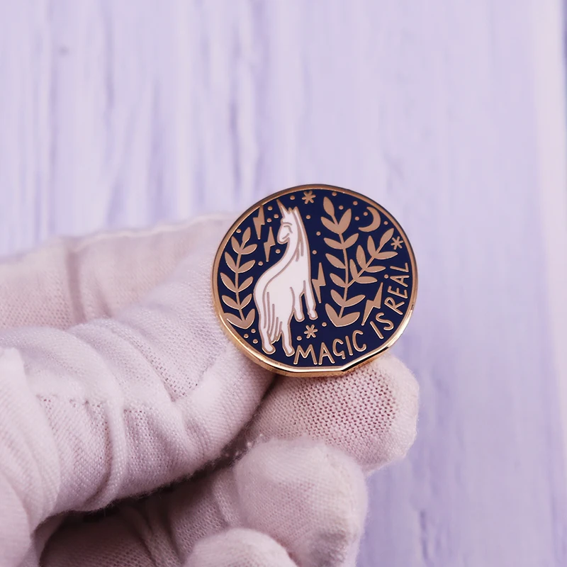 Значок Magic &amp is из настоящей эмали уникальная брошь Uni corn Золотой металлический