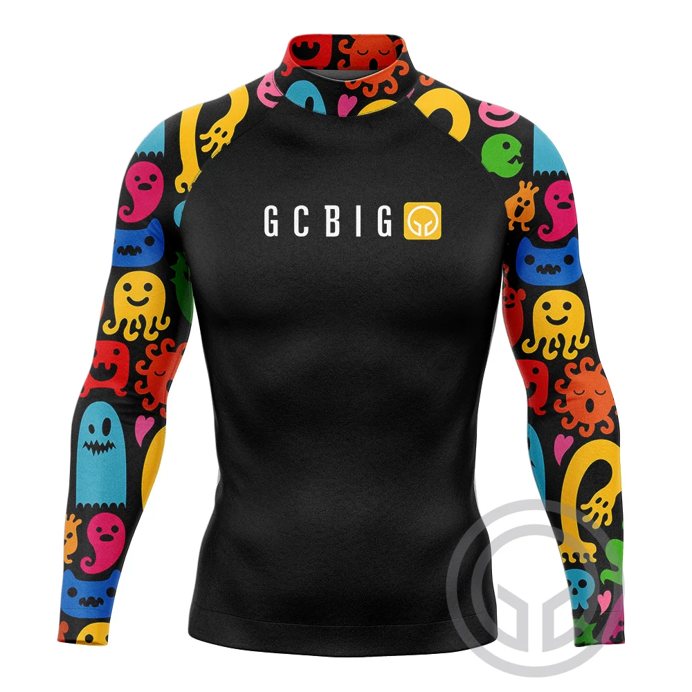 Одежда для серфинга мужская с длинным рукавом облегающая футболка плавания