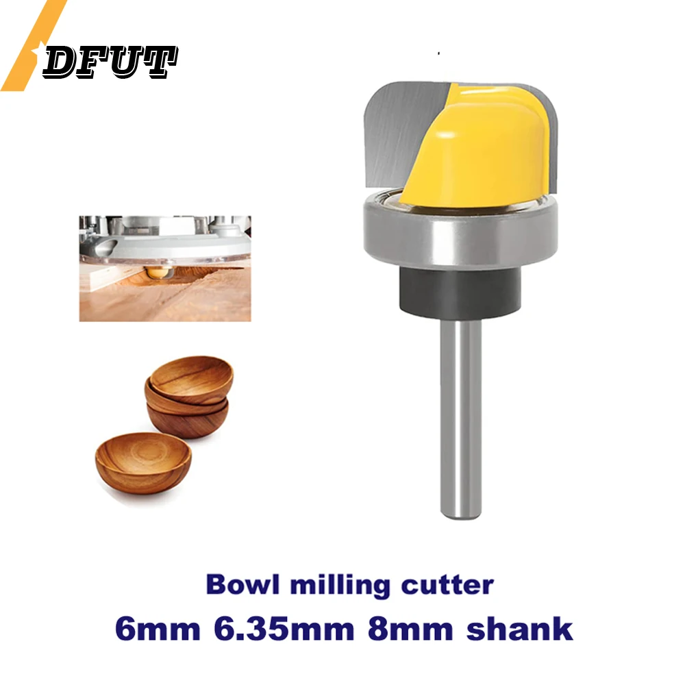 

1/3Pcs 6mm/6.35mm/8mm Shank Bowl Tray Router Bit 1-1/8" Diameter Round Nose Milling Cutter Woodworking Corner Rounding Router