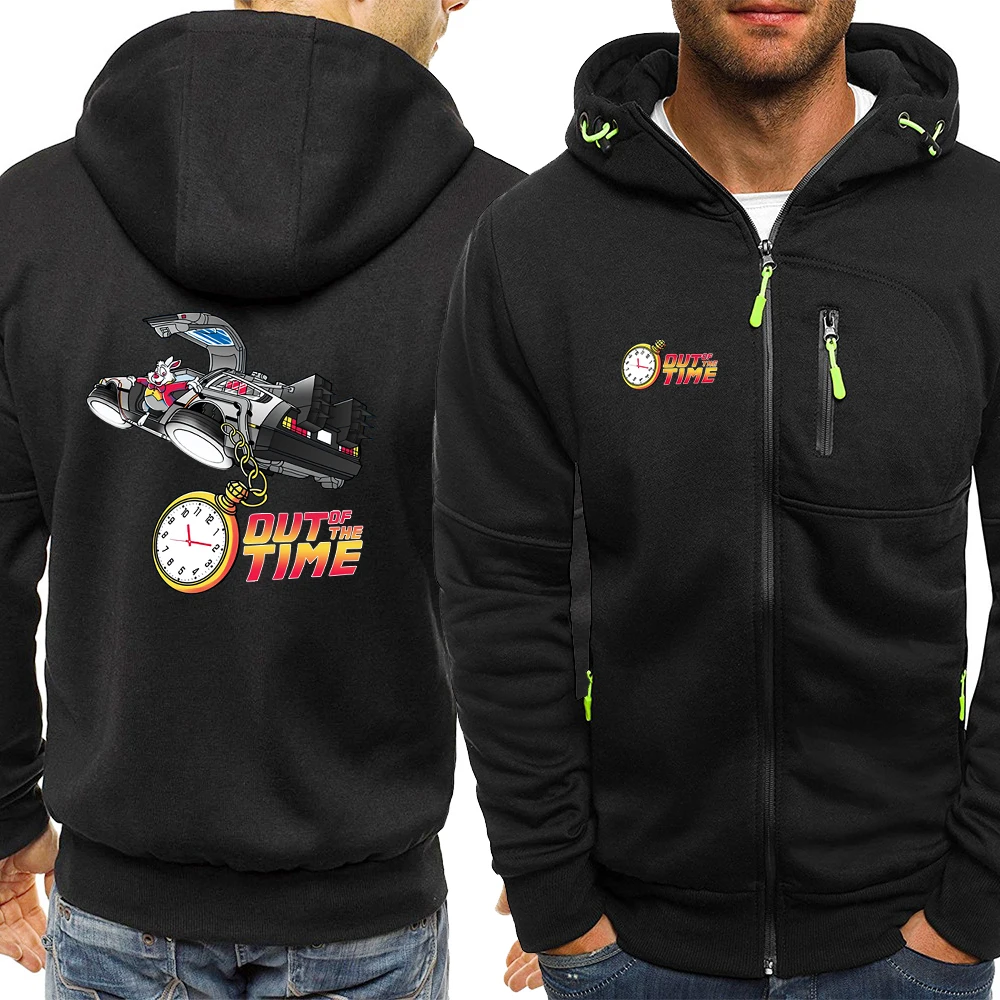 

Back To The Future Out Of The Time Mens Sweatshirt Fleece Zip Up Clothes Zipper Hoody Autumn Fashion Fleece Hoodie