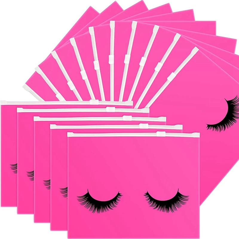

ASDS-50 Pieces Eyelash Aftercare Bags Plastic Makeup Bags Toiletry Makeup Pouch Cosmetic Travel With Zipper