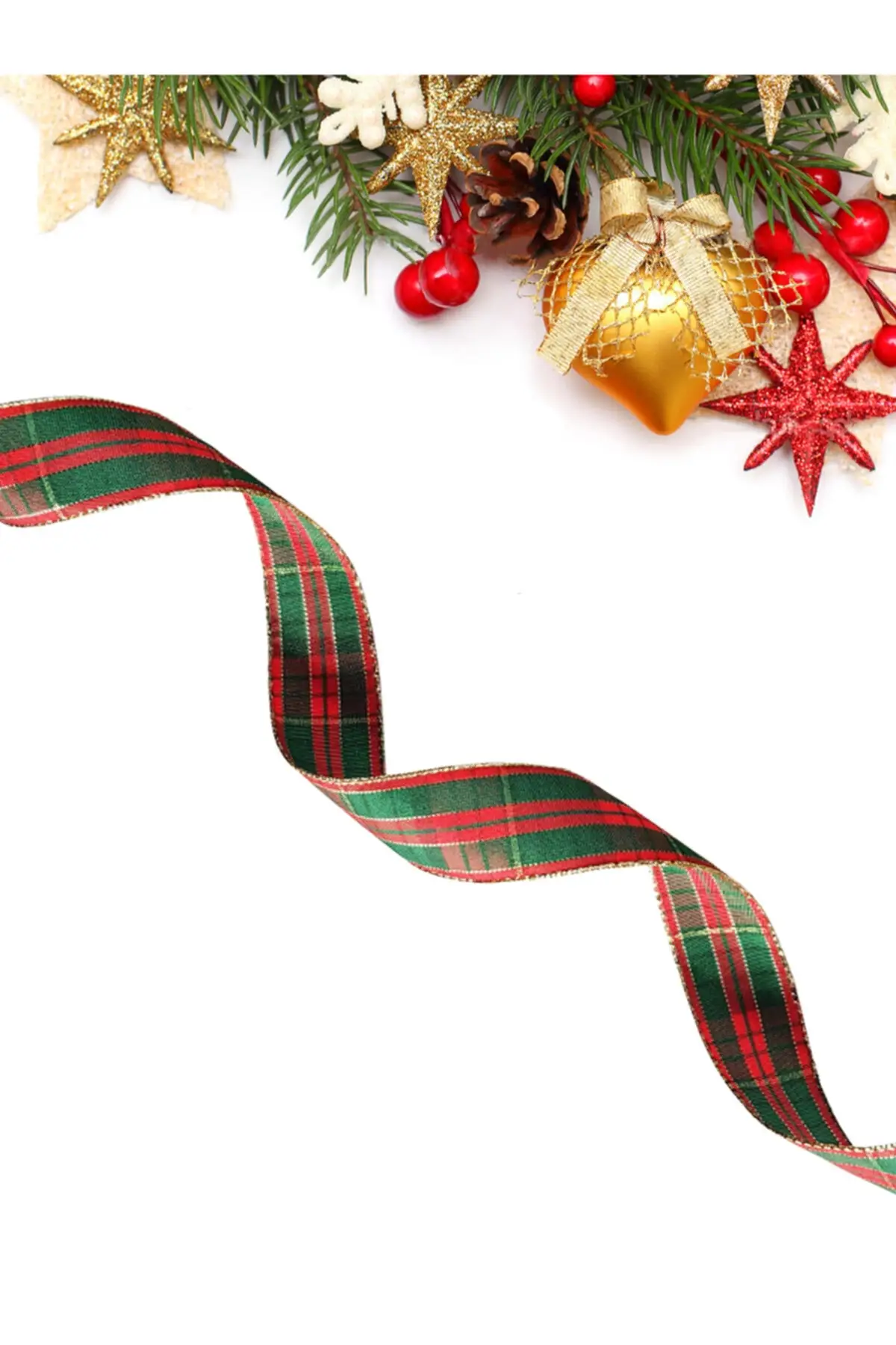 

Клетчатая Рождественская лента 2,5 см, 5 метров, Золотая лента, товары для хобби и развлечений