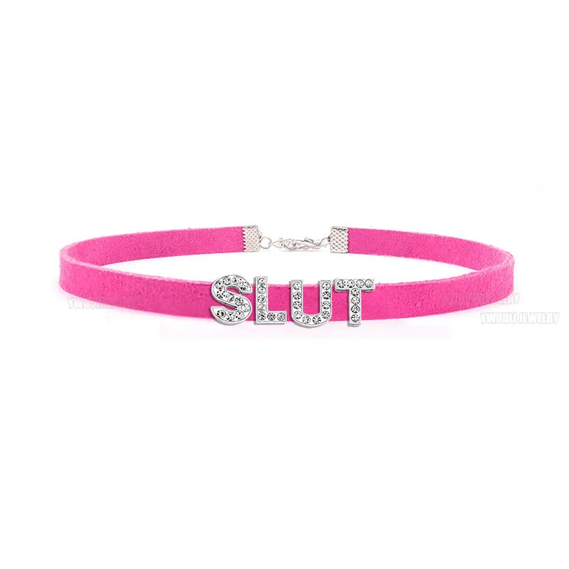 Стразы ожерелье для девушек с надписью женщин плохие слова индивидуальный чокер