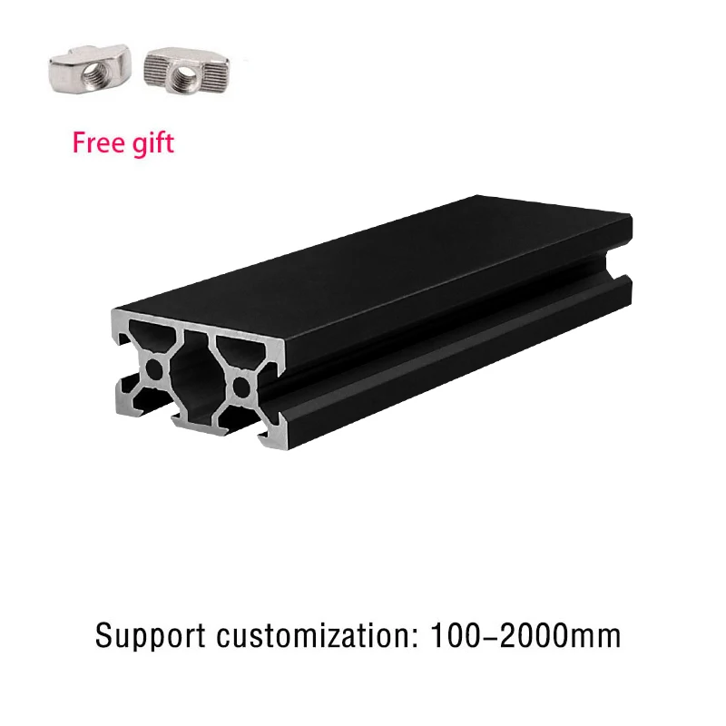 Marco de extrusión de perfil de aluminio para impresora 3D CNC, marco negro de 2040 V, estándar europeo de 100mm-1200mm, lineal anodizado para piezas de impresora 3D, 2 uds.