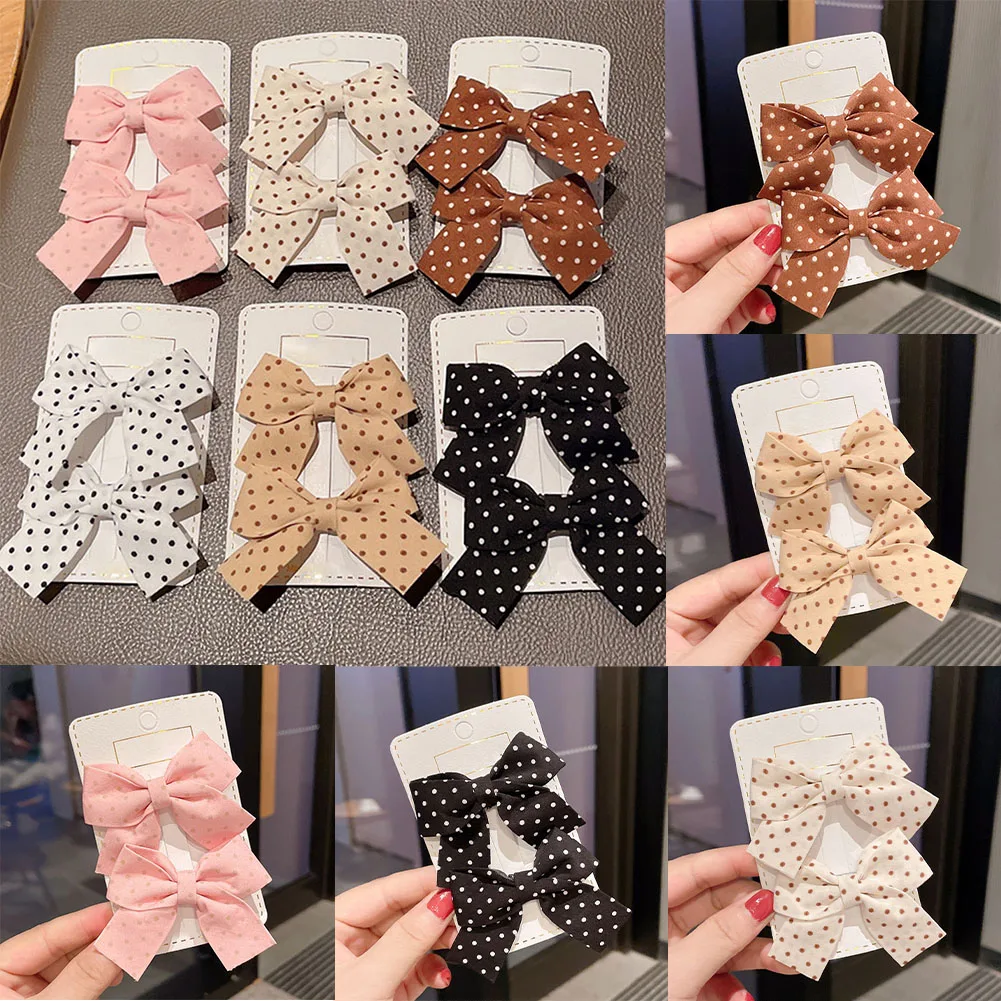 

Polka Dot Korean Sweet Solid Color Bows Hair Clip For Kids Girls Boutique Handmade Hairpins Barrettes Headwear Hair Accessories