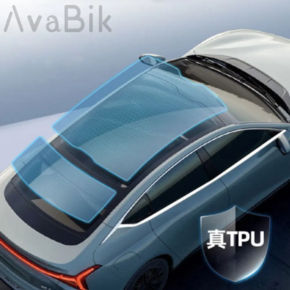 Фото Пленка PPF для стекла крыши автомобиля 1,52м*2м/3м, черненая, самовосстанавливающаяся, из ТПУ, подходит для защиты крыши Tesla Y/S/X, теплоизоляционная пленка для автомобиля. №1