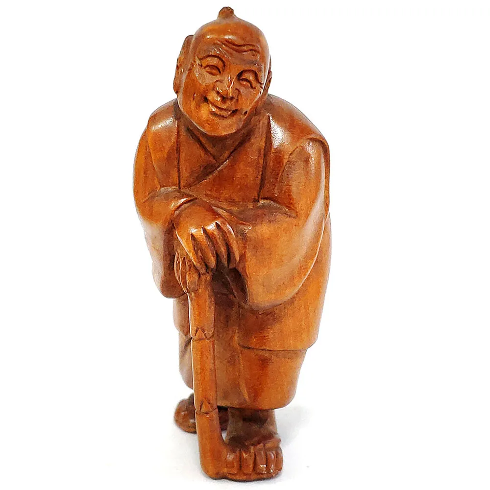 

Ручная резьба по дереву Японский Netsuke Фигурка пожилого человека